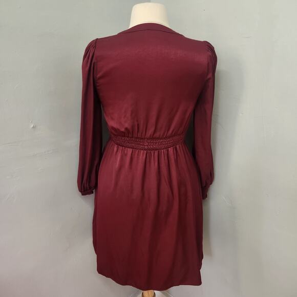 Lucy Paris Wine Burgundy Fit Flare Dress Pockets Large - Picture 5 of 13